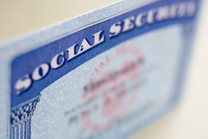 Social security card with blurred contact information