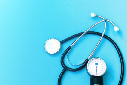 Stethoscope featured on a blue background